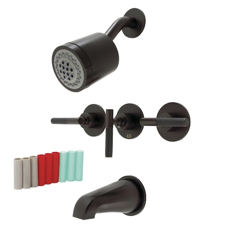 Kingston Brass Three-Handle Tub and Shower Faucet, Oil Rubbed Bronze KBX8135CKL